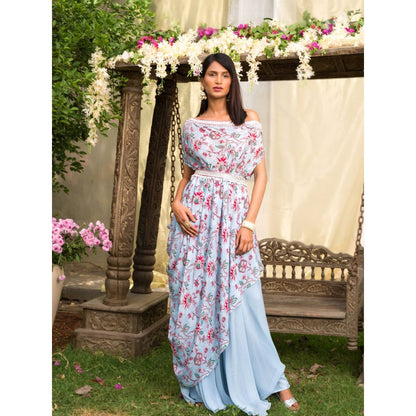 Chhavvi Aggarwal Blue Palazzo Set (Set of 3)