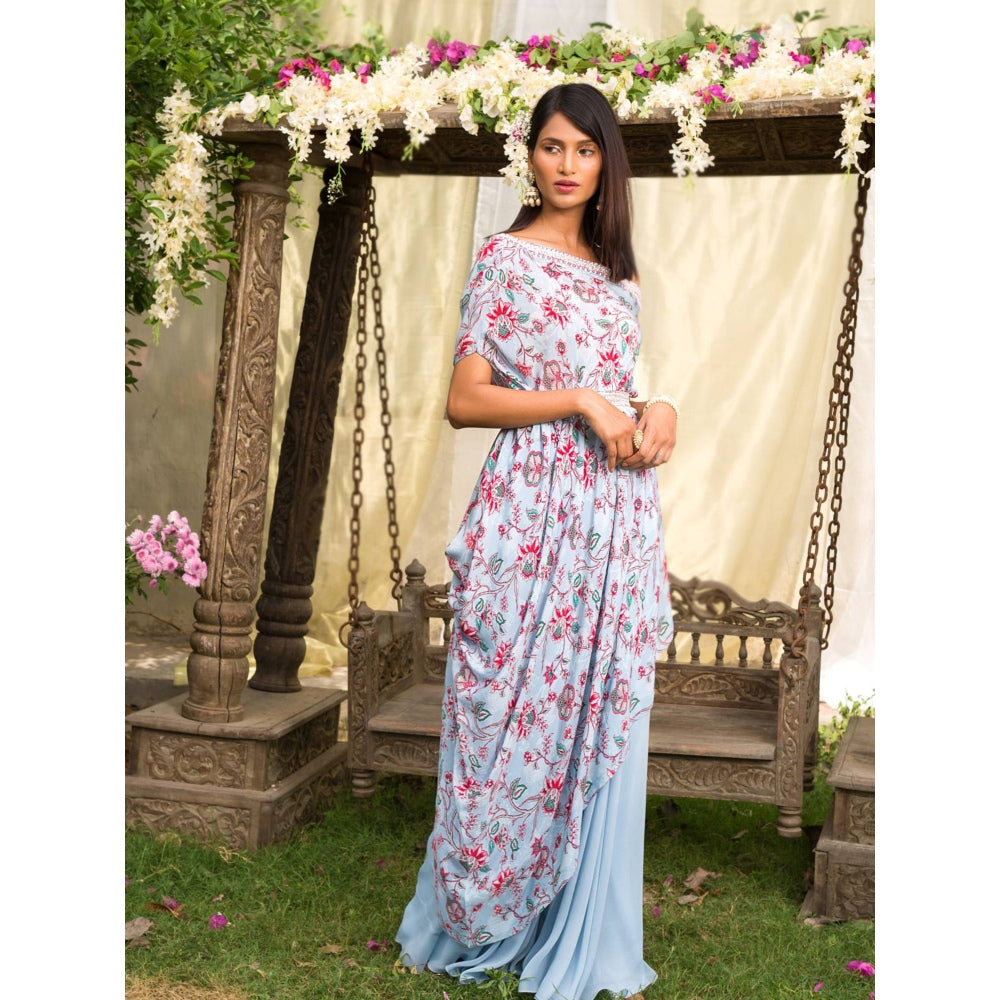 Chhavvi Aggarwal Blue Palazzo Set (Set of 3)