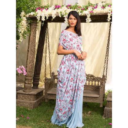 Chhavvi Aggarwal Blue Palazzo Set (Set of 3)