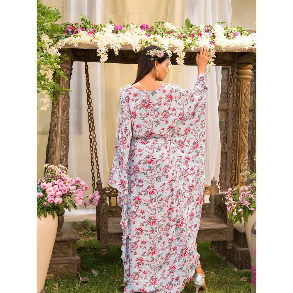 Chhavvi Aggarwal Blue Kaftan Set (Set of 2)