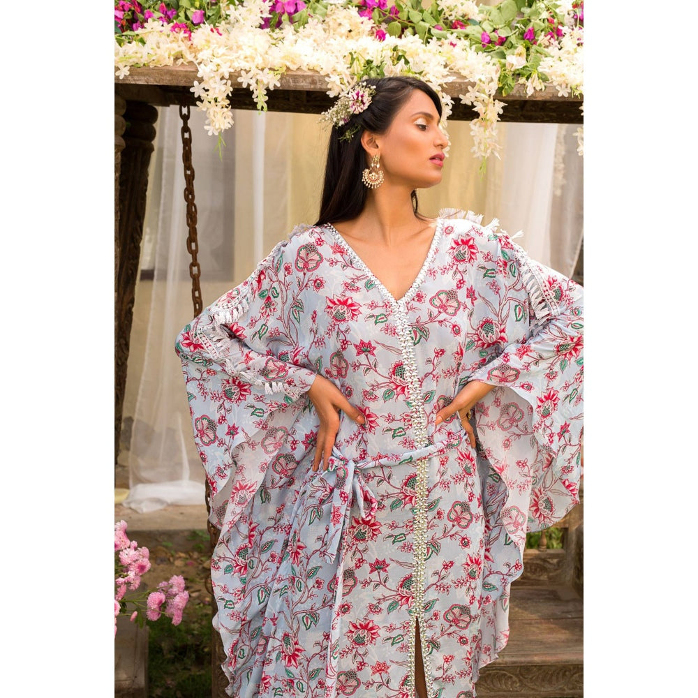 Chhavvi Aggarwal Blue Kaftan Set (Set of 2)