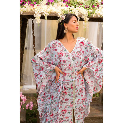 Chhavvi Aggarwal Blue Kaftan Set (Set of 2)