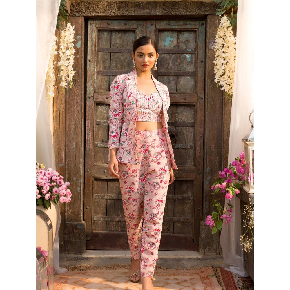 Chhavvi Aggarwal Pink Pant Suit Set (Set of 3)