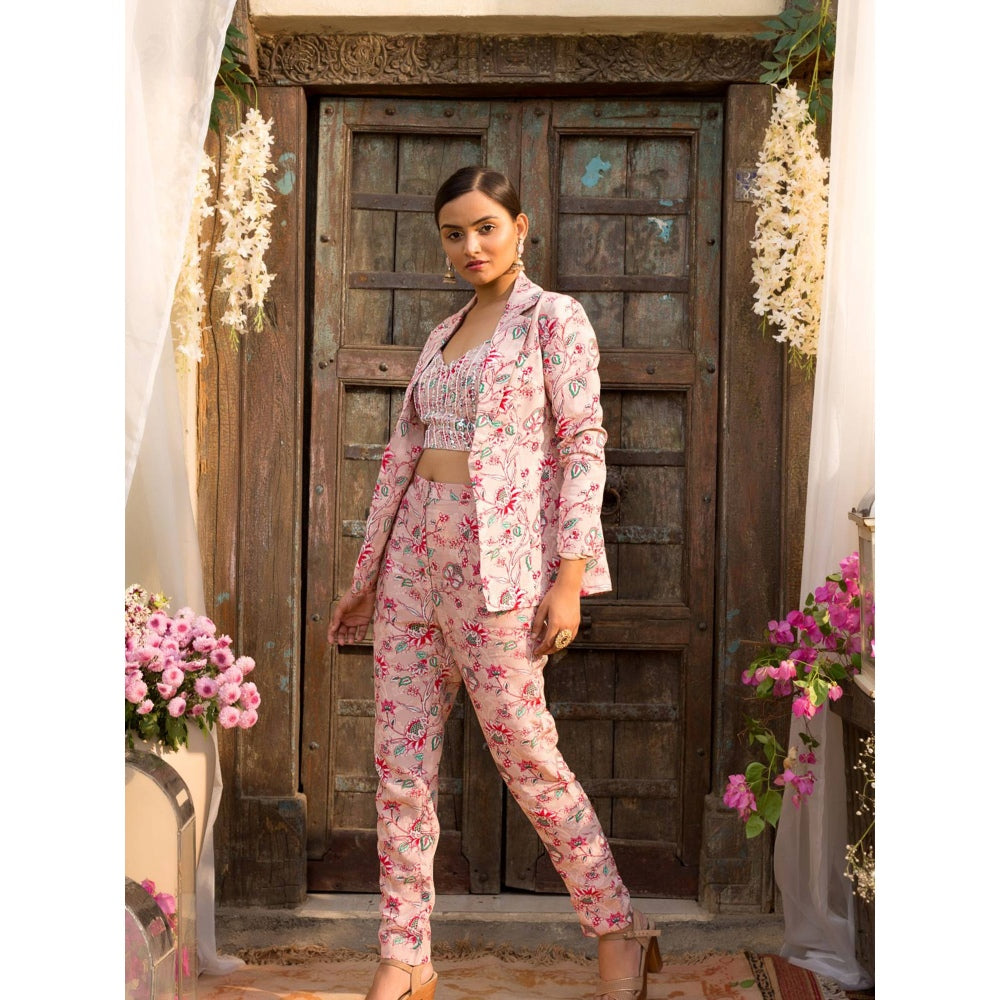 Chhavvi Aggarwal Pink Pant Suit Set (Set of 3)