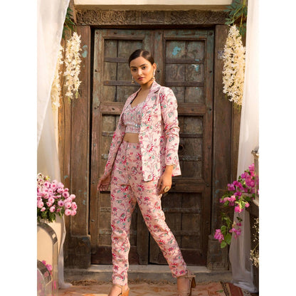 Chhavvi Aggarwal Pink Pant Suit Set (Set of 3)
