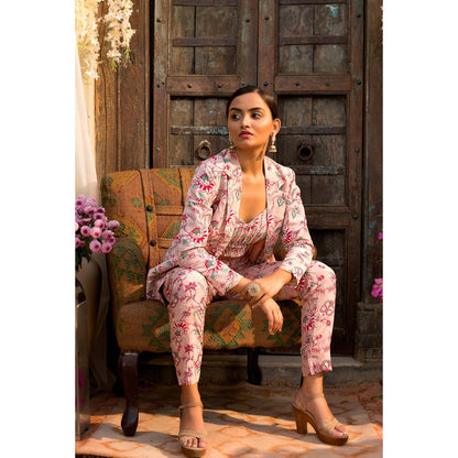 Chhavvi Aggarwal Pink Pant Suit Set (Set of 3)