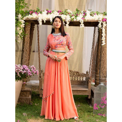 Chhavvi Aggarwal Coral Palazzo Set (Set of 3)
