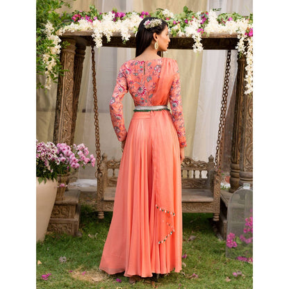 Chhavvi Aggarwal Coral Palazzo Set (Set of 3)