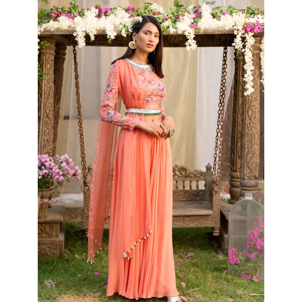 Chhavvi Aggarwal Coral Palazzo Set (Set of 3)