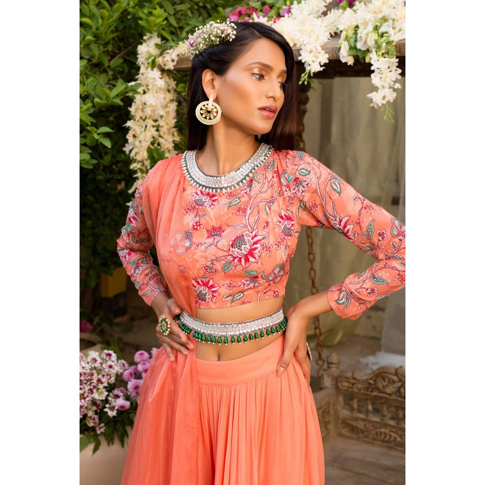 Chhavvi Aggarwal Coral Palazzo Set (Set of 3)