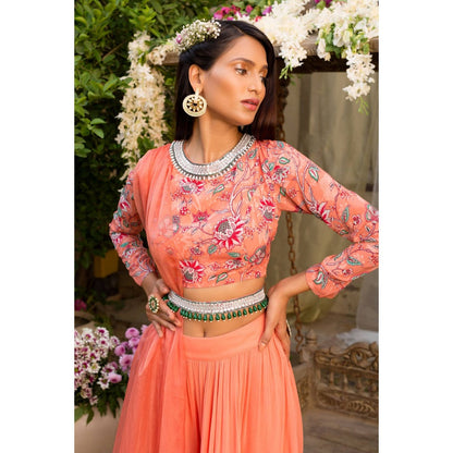 Chhavvi Aggarwal Coral Palazzo Set (Set of 3)