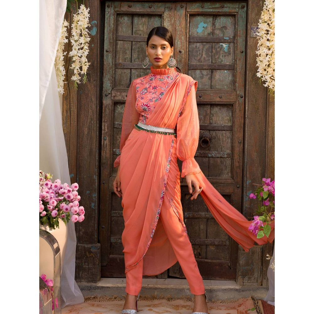 Chhavvi Aggarwal Coral Pant Saree (Set of 3)