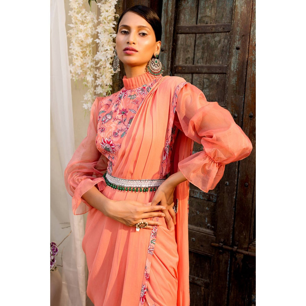 Chhavvi Aggarwal Coral Pant Saree (Set of 3)