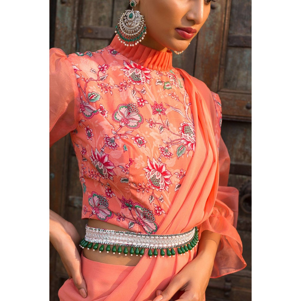 Chhavvi Aggarwal Coral Pant Saree (Set of 3)