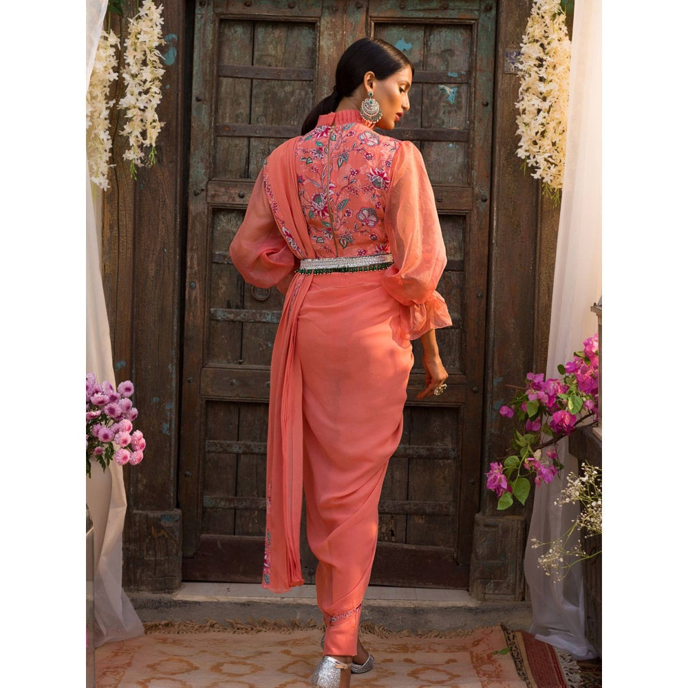 Chhavvi Aggarwal Coral Pant Saree (Set of 3)
