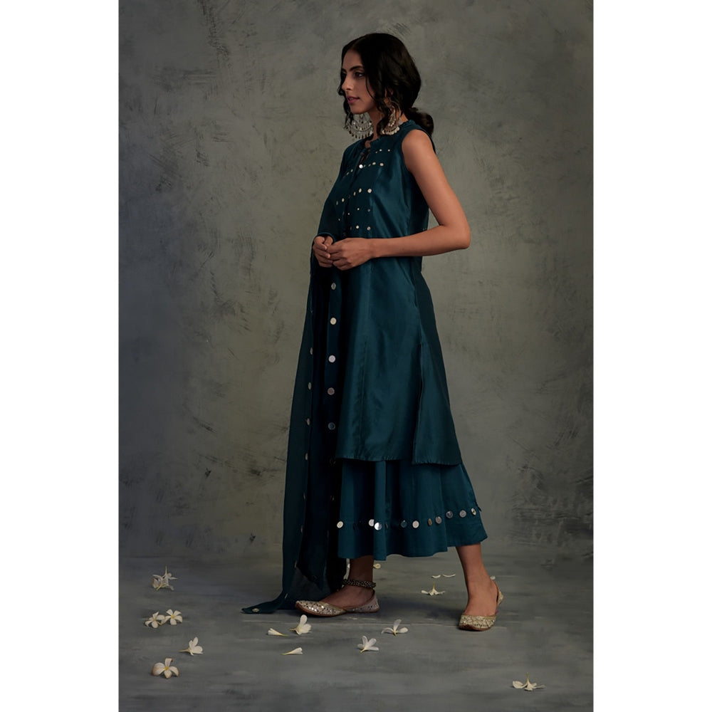 Charkhee Chanderi Sleeveless Kurta Set - (Set of 3)