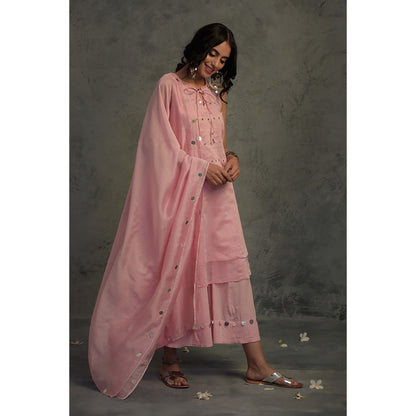 Charkhee Chanderi Sleeveless Kurta Set - (Set of 3)
