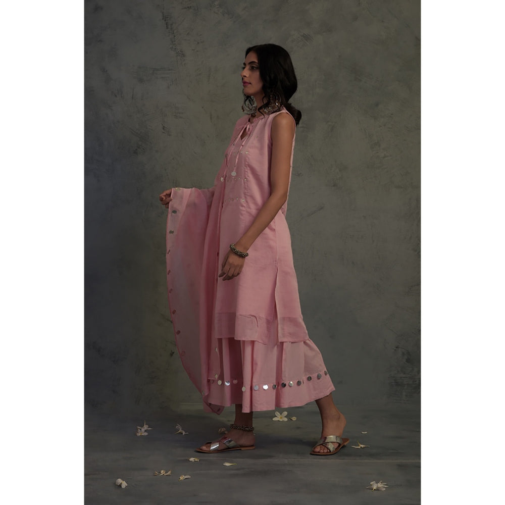 Charkhee Chanderi Sleeveless Kurta Set - (Set of 3)