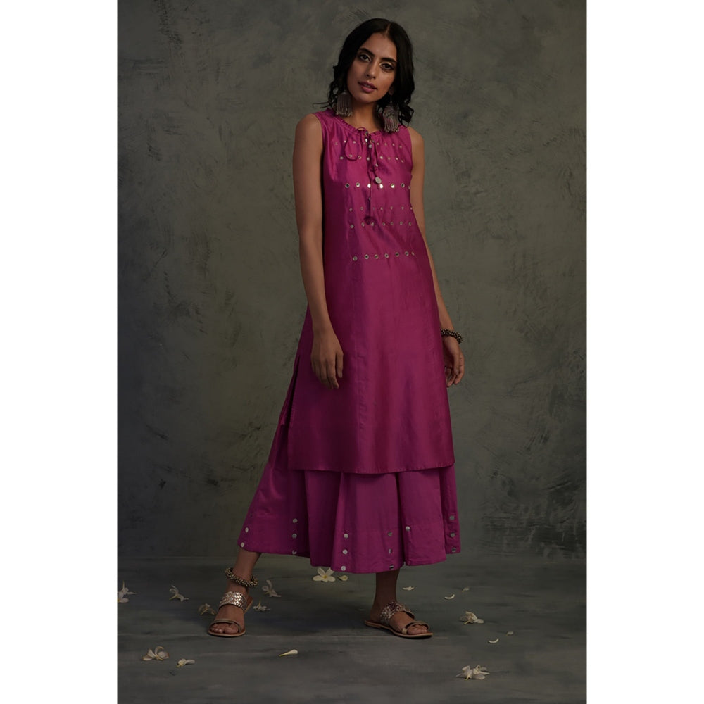 Charkhee Chanderi Sleeveless Kurta Set - (Set of 3)