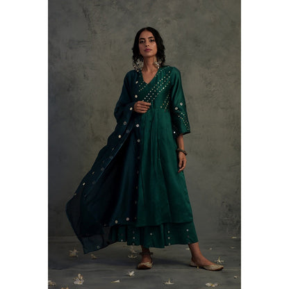 Charkhee Chanderi Flared Sleeve Kurta Set - (Set of 3)