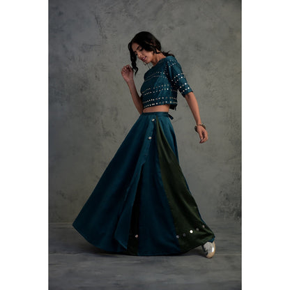Charkhee Chanderi Lehenga Set - (Set of 3)