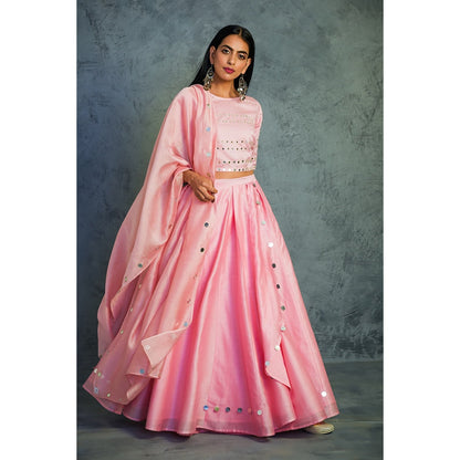 Charkhee Chanderi Lehenga Set - (Set of 3)