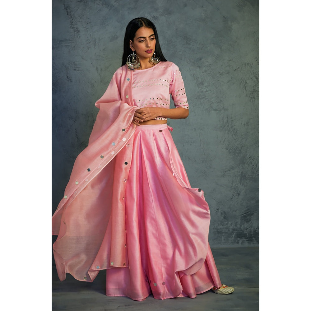 Charkhee Chanderi Lehenga Set - (Set of 3)