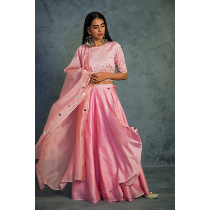 Charkhee Chanderi Lehenga Set - (Set of 3)