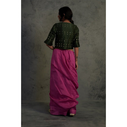 Charkhee Chanderi Saree With Fullsleeve Blouse - (Set of 2)