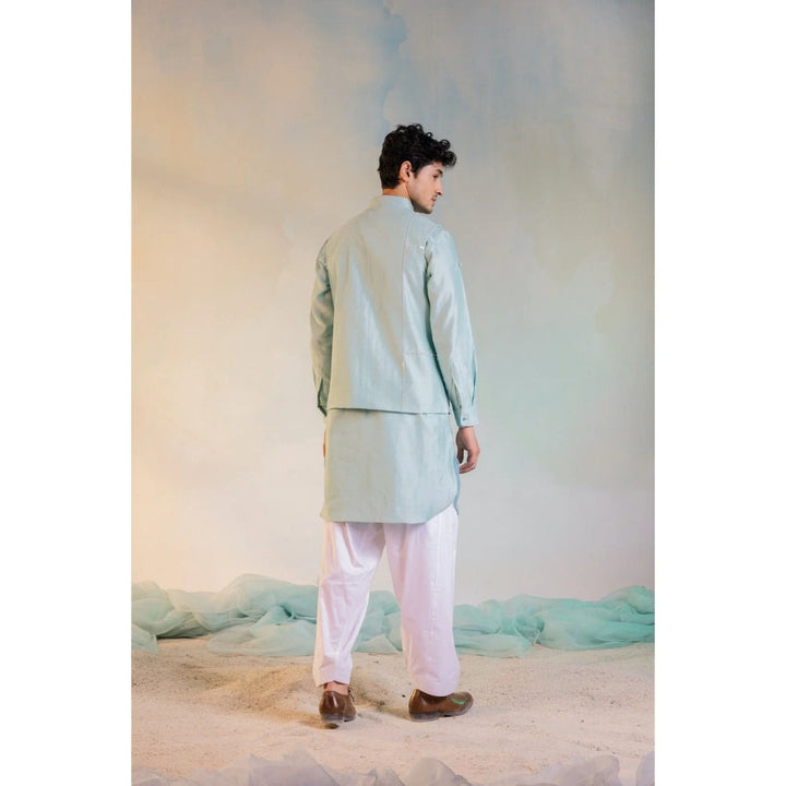 Charkhee Men'S Sequin Nehru Jacket Green