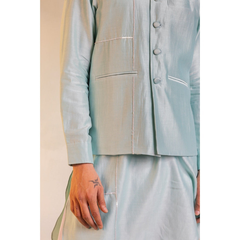 Charkhee Men'S Sequin Nehru Jacket Green