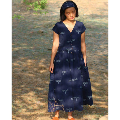 Chidiyaa Blue Cotton Dress