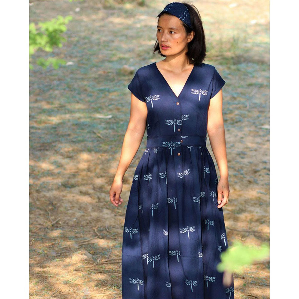 Chidiyaa Blue Cotton Dress