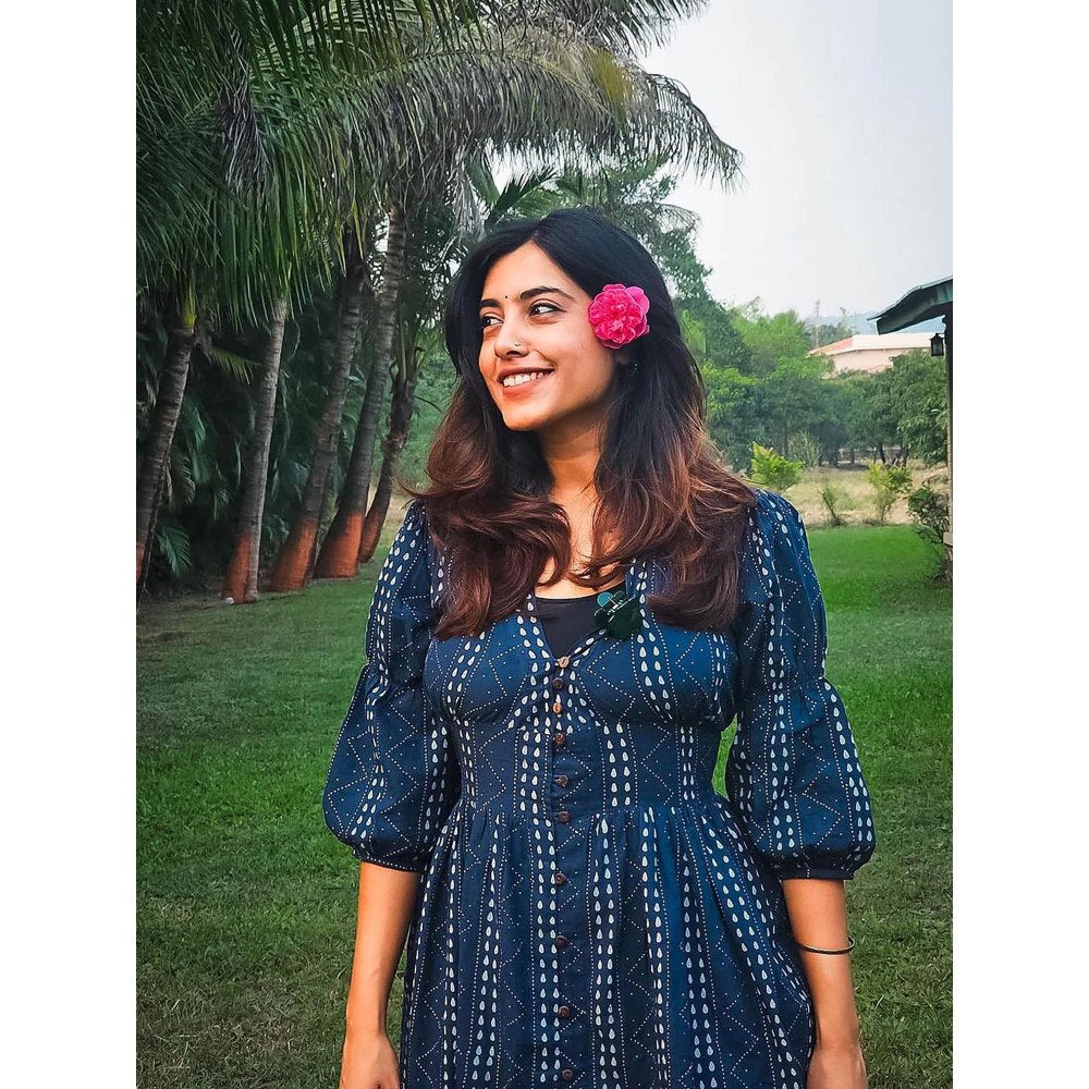 Chidiyaa Blue Cotton Dress