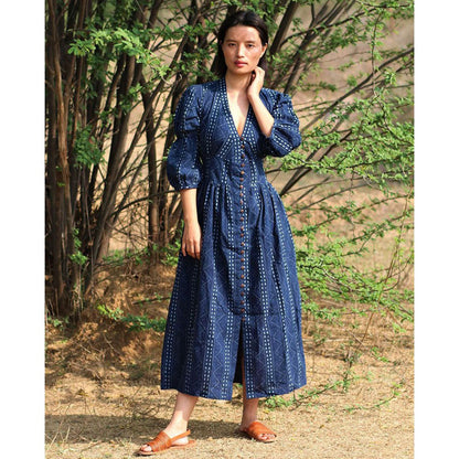 Chidiyaa Blue Cotton Dress
