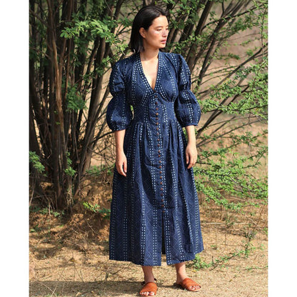 Chidiyaa Blue Cotton Dress