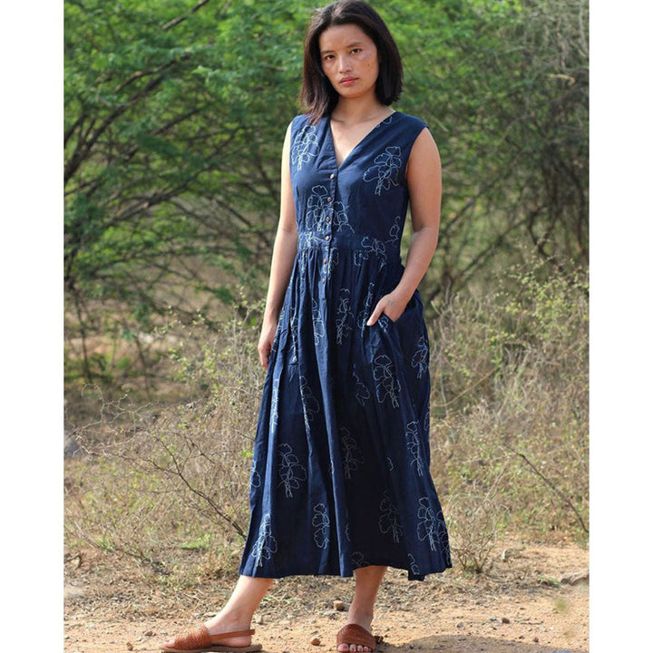 Chidiyaa Blue Cotton Dress