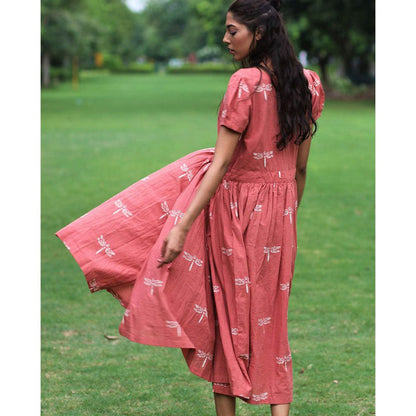 Chidiyaa Coral Cotton Dress