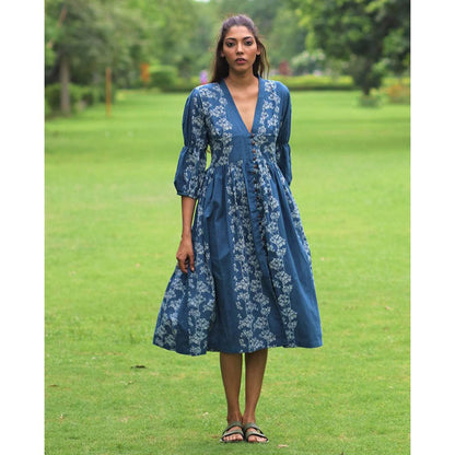 Chidiyaa Blue Cotton Dress