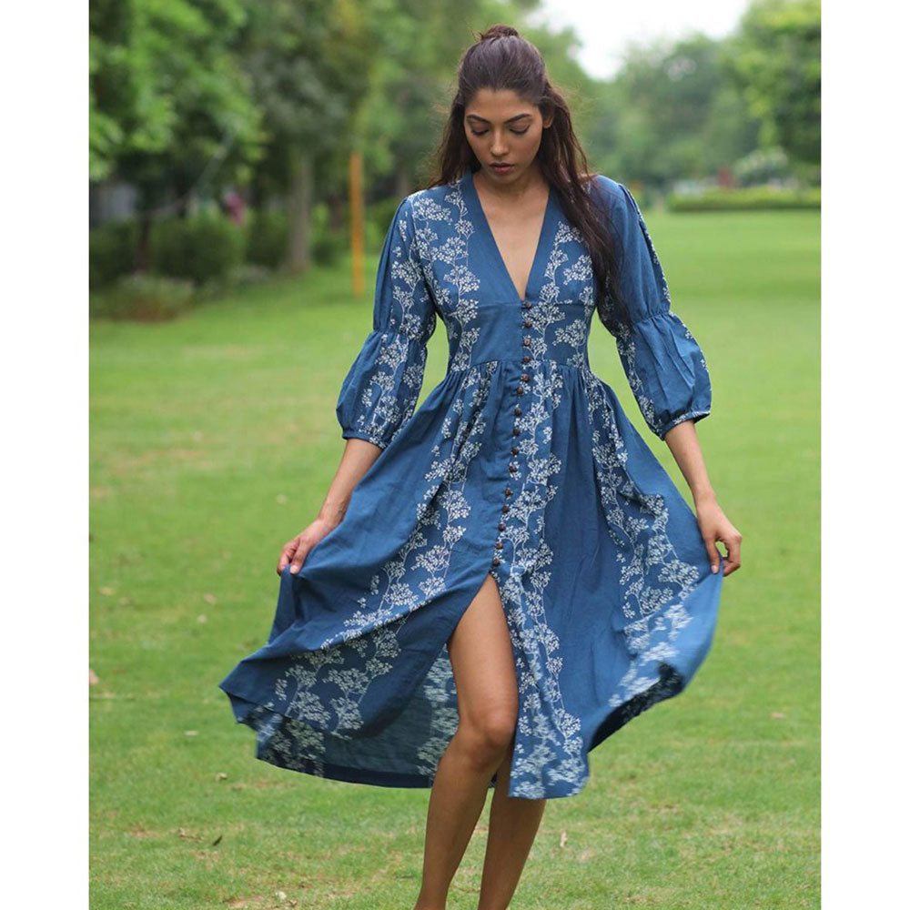 Chidiyaa Blue Cotton Dress