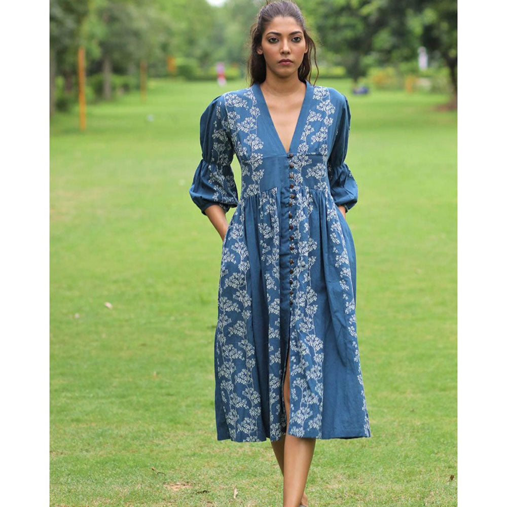 Chidiyaa Blue Cotton Dress