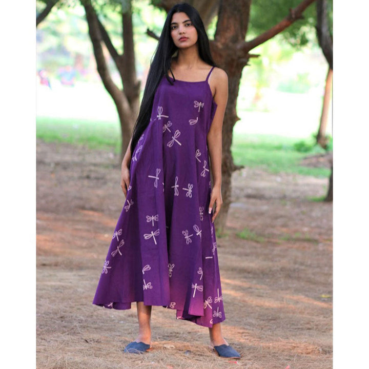 Chidiyaa Purple Cotton Dress