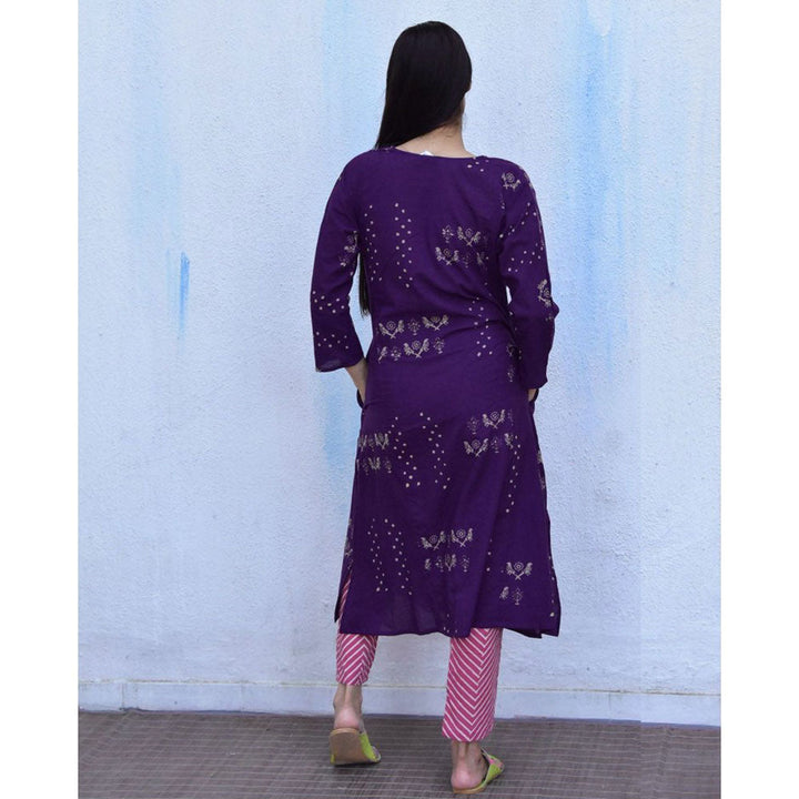Chidiyaa Purple Cotton Kurta, Pant (Set of 2)