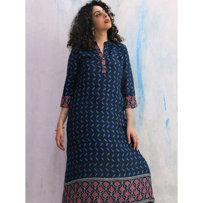 Chidiyaa Blue Cotton Kurta, Pant (Set of 2)