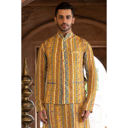 Chhavvi Aggarwal Men Yellow Printed Bundi