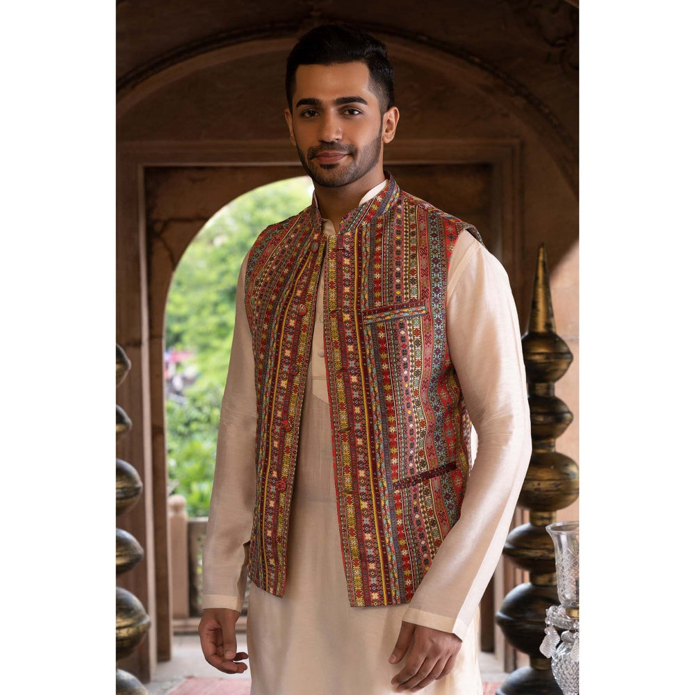 Chhavvi Aggarwal Men Multicolor Printed Bundi