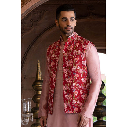 Chhavvi Aggarwal Men Maroon Printed Bundi