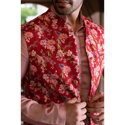 Chhavvi Aggarwal Men Maroon Printed Bundi