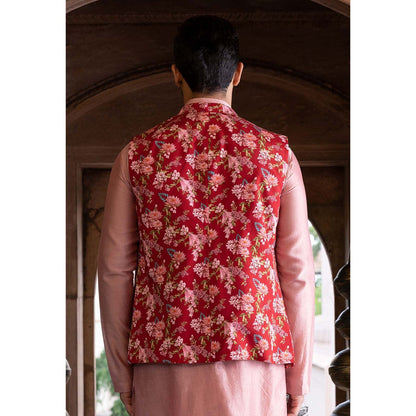 Chhavvi Aggarwal Men Maroon Printed Bundi