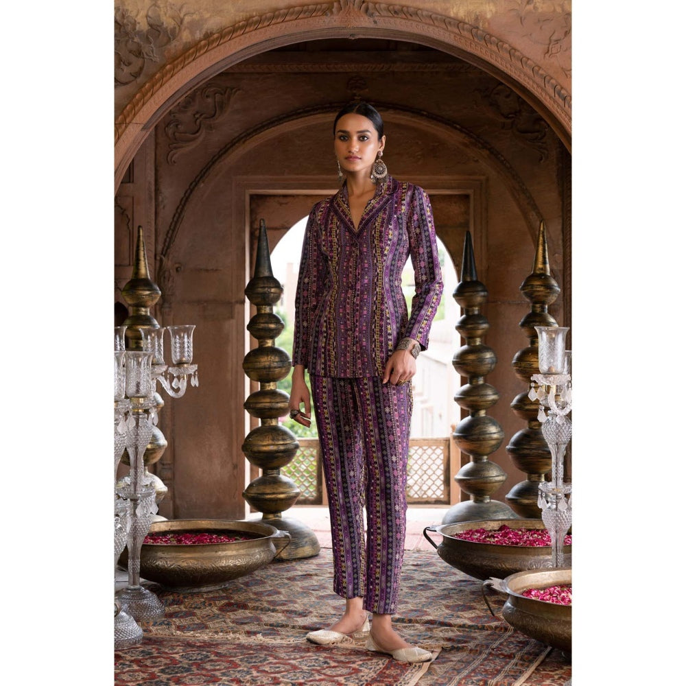 Chhavvi Aggarwal Purple Printed Jacket with Pant (Set of 2)